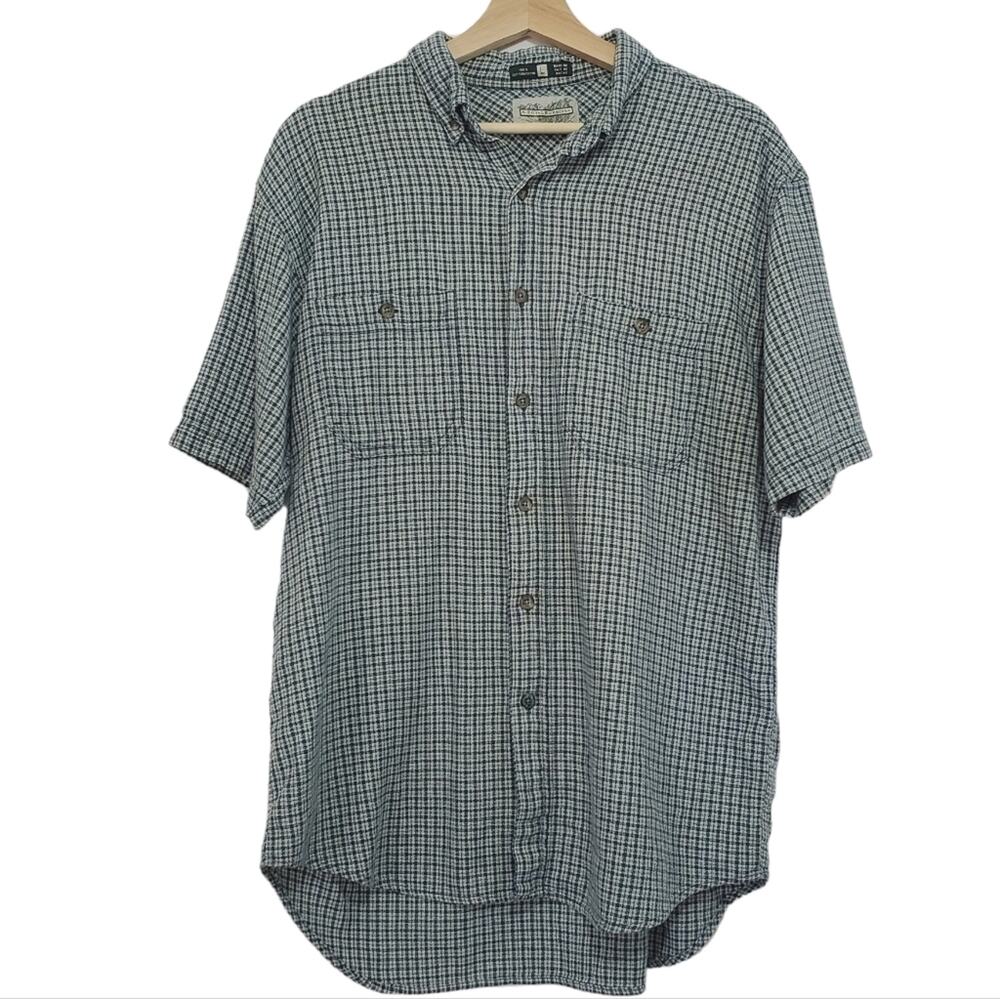 Royal Robbins Check Plaid Rugged Outdoor Button Front Short Sleeve Shirt LARGE